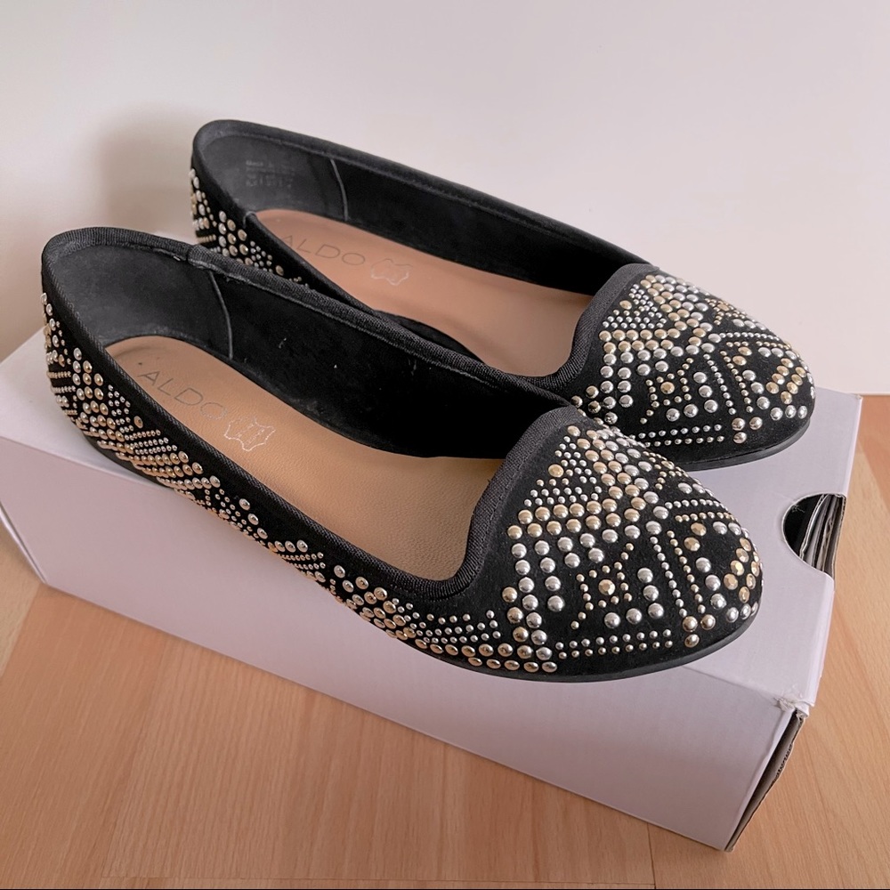 Aldo Black Flats with Sequins